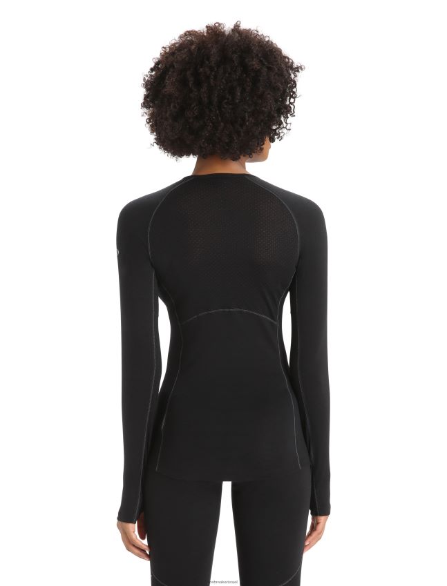 הַלבָּשָׁה Icebreaker bodyfitzone merino 150 אזור שרוולים ארוכים Crewe תרמי העליון שָׁחוֹר נשים 42N8VN794