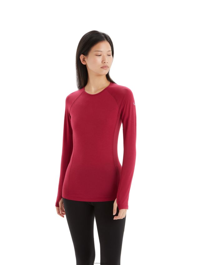 הַלבָּשָׁה Icebreaker bodyfitzone merino 150 אזור שרוולים ארוכים Crewe תרמי העליון דובדבן נשים 42N8VN795