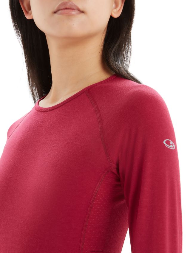 הַלבָּשָׁה Icebreaker bodyfitzone merino 150 אזור שרוולים ארוכים Crewe תרמי העליון דובדבן נשים 42N8VN795