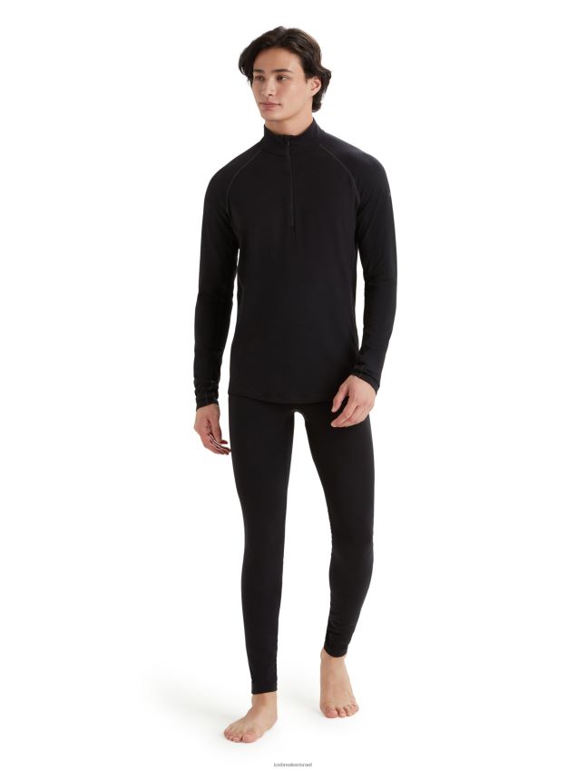 הַלבָּשָׁה Icebreaker bodyfitzone merino 200 zone תרמי שרוול ארוך חצי רוכסן שָׁחוֹר גברים 42N8VN419