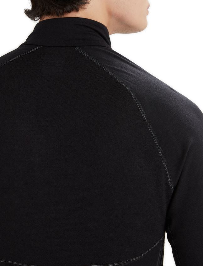 הַלבָּשָׁה Icebreaker bodyfitzone merino 200 zone תרמי שרוול ארוך חצי רוכסן שָׁחוֹר גברים 42N8VN419