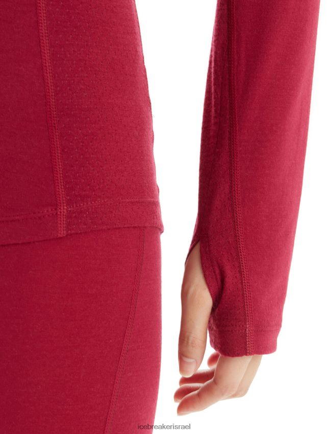 הַלבָּשָׁה Icebreaker bodyfitzone merino 200 zone תרמי שרוול ארוך חצי רוכסן דובדבן נשים 42N8VN806