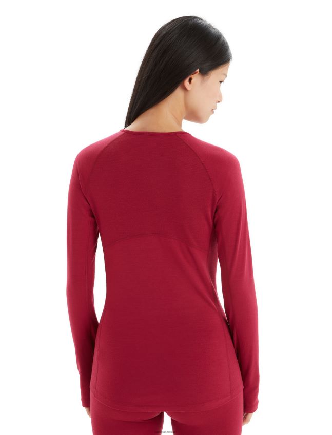 הַלבָּשָׁה Icebreaker bodyfitzone merino 200 zone תרמי שרוולים ארוכים טופ Crewe דובדבן נשים 42N8VN863