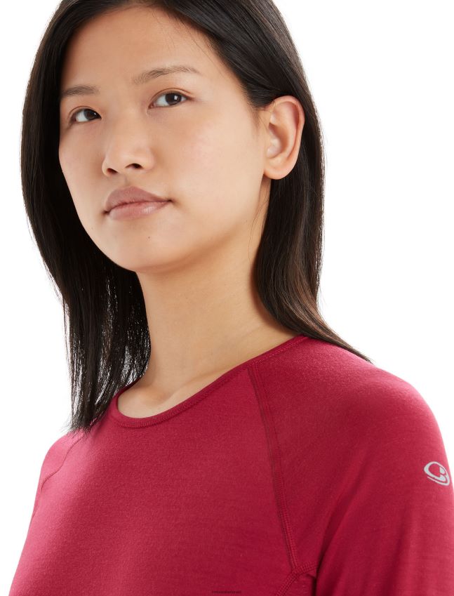 הַלבָּשָׁה Icebreaker bodyfitzone merino 200 zone תרמי שרוולים ארוכים טופ Crewe דובדבן נשים 42N8VN863