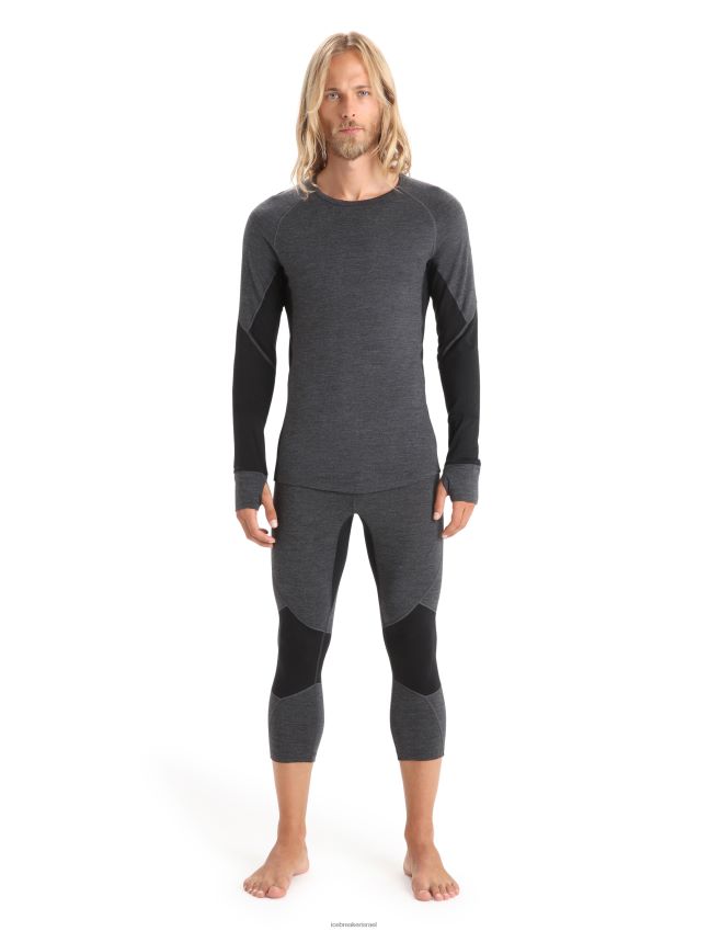 הַלבָּשָׁה Icebreaker bodyfitzone merino 260 zone 3/4 חותלות תרמיות ג'ט אברש/שחור גברים 42N8VN443