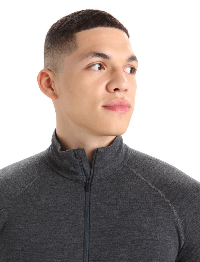 הַלבָּשָׁה Icebreaker bodyfitzone merino 260 zone שרוול ארוך חצי רוכסן עליון תרמי ג'ט אברש/שחור גברים 42N8VN387