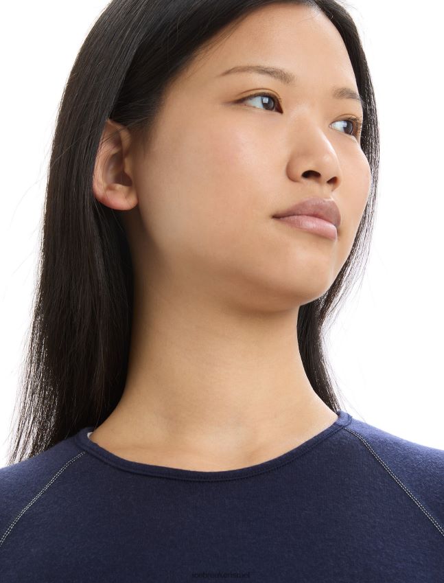 הַלבָּשָׁה Icebreaker bodyfitzone merino 260 zone עם שרוול ארוך Crewe טופ טרמי חיל הים חצות/צי המלכותי נשים 42N8VN871