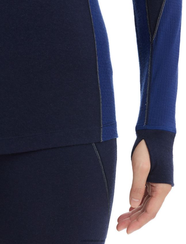 הַלבָּשָׁה Icebreaker bodyfitzone merino 260 zone עם שרוול ארוך Crewe טופ טרמי חיל הים חצות/צי המלכותי נשים 42N8VN871