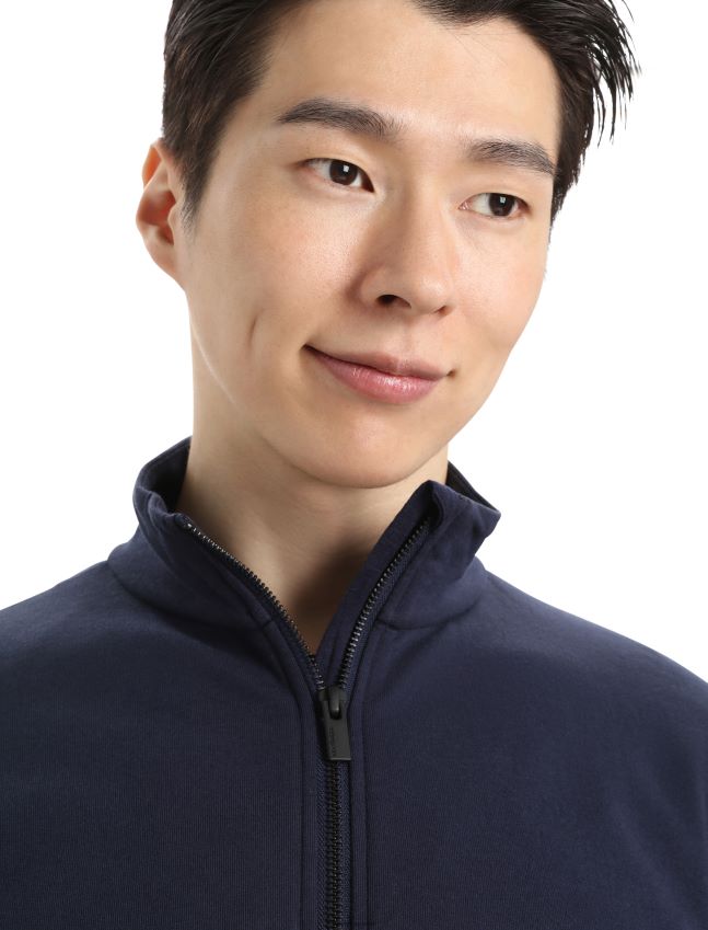 הַלבָּשָׁה Icebreaker מרינו central ii רוכסן עם שרוול ארוך צי חצות גברים 42N8VN360