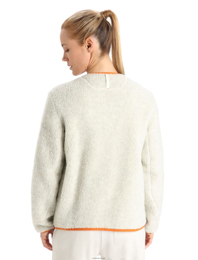 הַלבָּשָׁה Icebreaker קרדיגן רוכסן עם שרוולים ארוכים עם שרוולים ארוכים ecru heather/פלאש נשים 42N8VN873