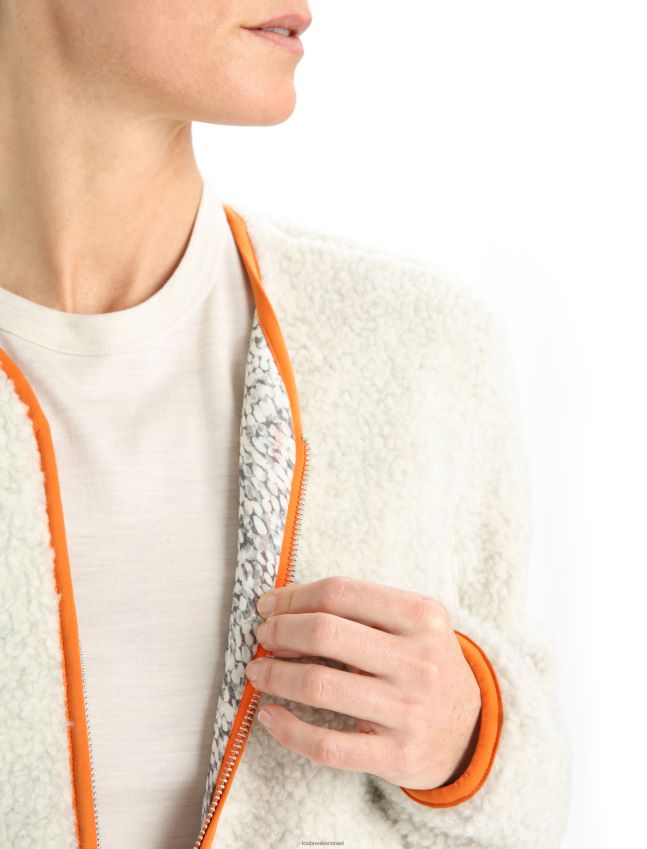 הַלבָּשָׁה Icebreaker קרדיגן רוכסן עם שרוולים ארוכים עם שרוולים ארוכים ecru heather/פלאש נשים 42N8VN873