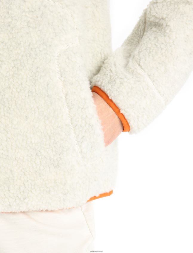 הַלבָּשָׁה Icebreaker קרדיגן רוכסן עם שרוולים ארוכים עם שרוולים ארוכים ecru heather/פלאש נשים 42N8VN873