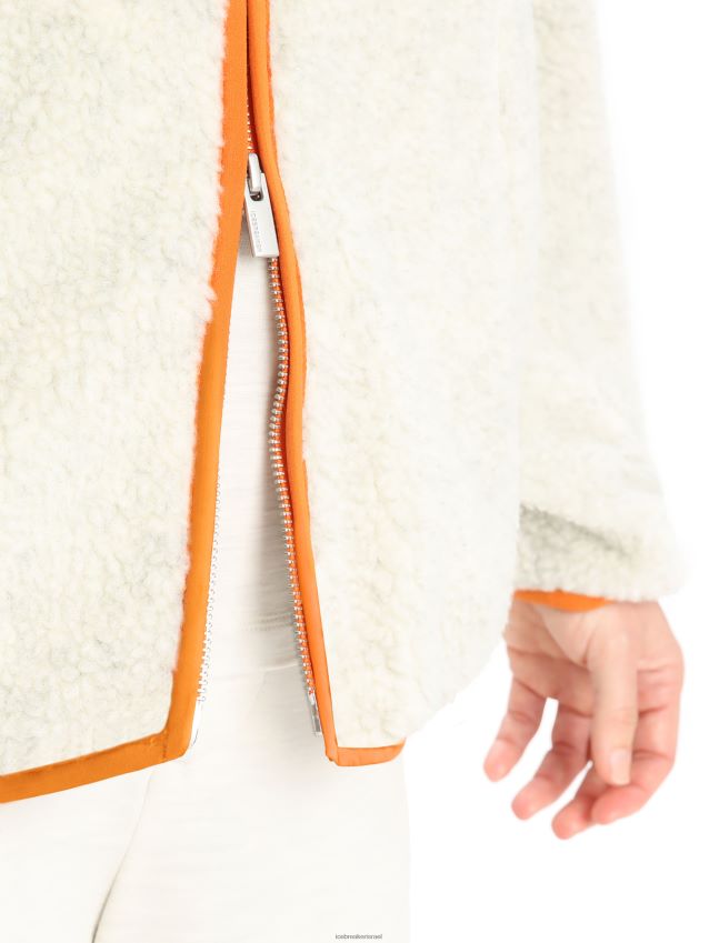 הַלבָּשָׁה Icebreaker קרדיגן רוכסן עם שרוולים ארוכים עם שרוולים ארוכים ecru heather/פלאש נשים 42N8VN873