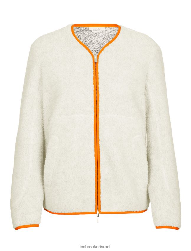 הַלבָּשָׁה Icebreaker קרדיגן רוכסן עם שרוולים ארוכים עם שרוולים ארוכים ecru heather/פלאש נשים 42N8VN873