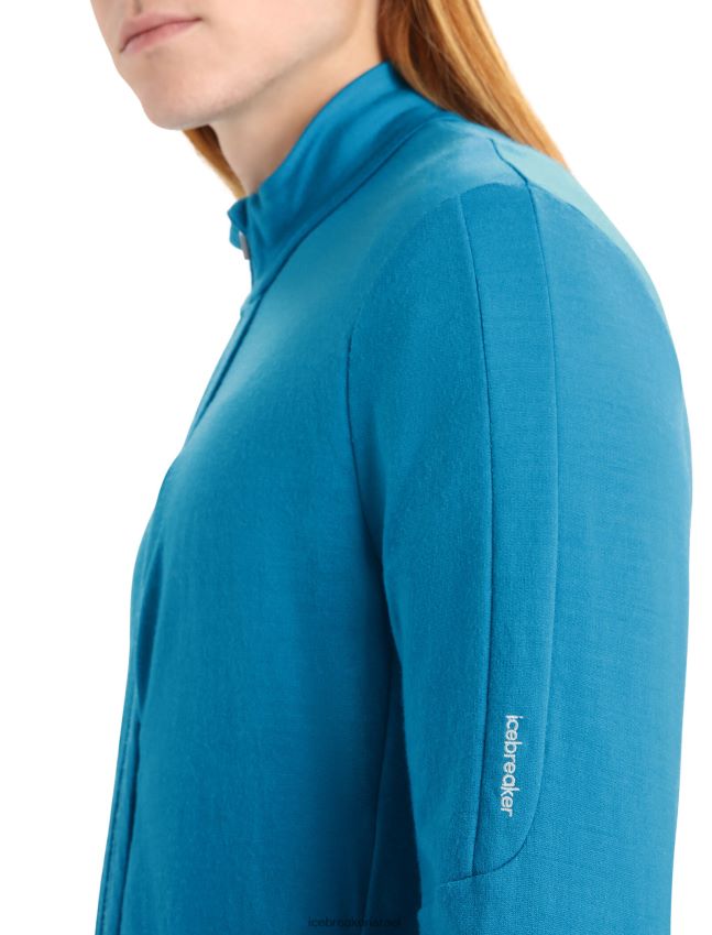 הַלבָּשָׁה Icebreaker מרינו קוואנטום iii רוכסן שרוול ארוך כחול גיאוגרפי גברים 42N8VN213