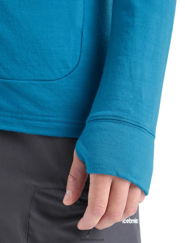 הַלבָּשָׁה Icebreaker מרינו קוואנטום iii רוכסן שרוול ארוך כחול גיאוגרפי גברים 42N8VN213