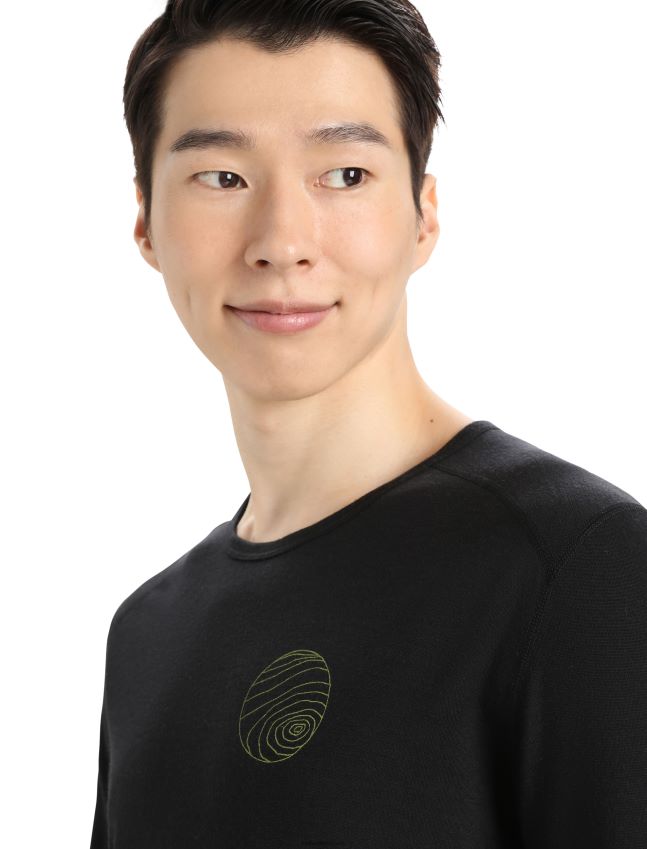 הַלבָּשָׁה Icebreaker merino 200 oasis שרוול ארוך Crewe תרמית עליון אלפים 3d שָׁחוֹר גברים 42N8VN426