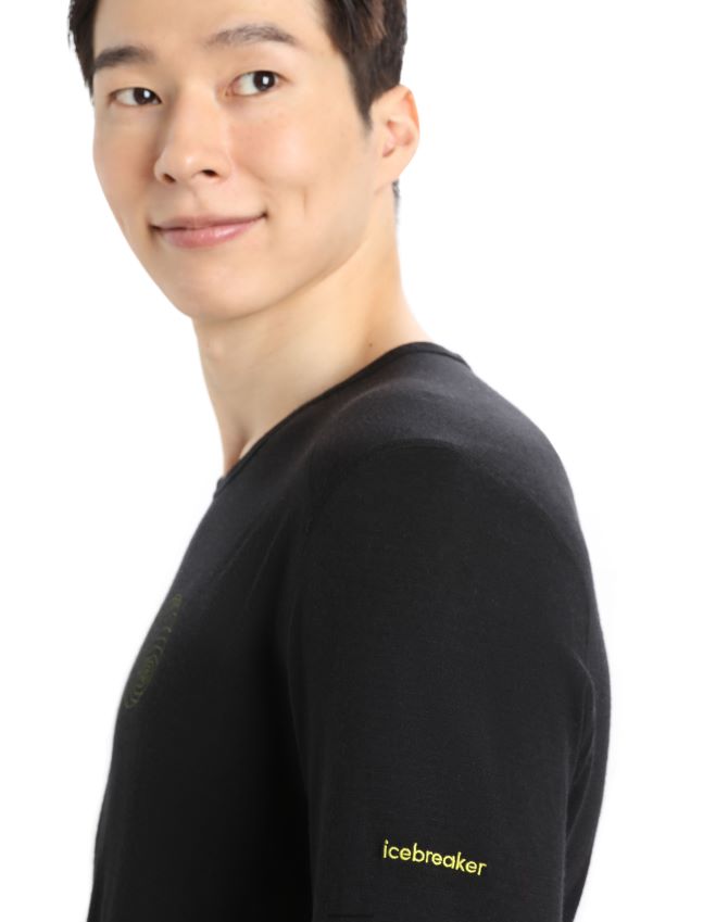 הַלבָּשָׁה Icebreaker merino 200 oasis שרוול ארוך Crewe תרמית עליון אלפים 3d שָׁחוֹר גברים 42N8VN426