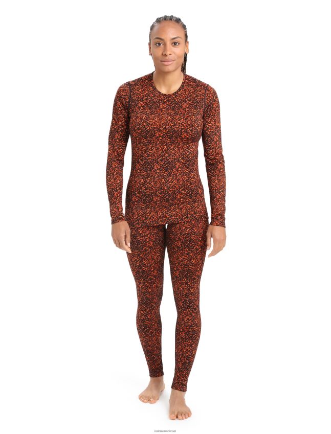 הַלבָּשָׁה Icebreaker merino 200 oasis שרוול ארוך Crewe חזזית עליונה תרמית דובדבן שחור נשים 42N8VN835