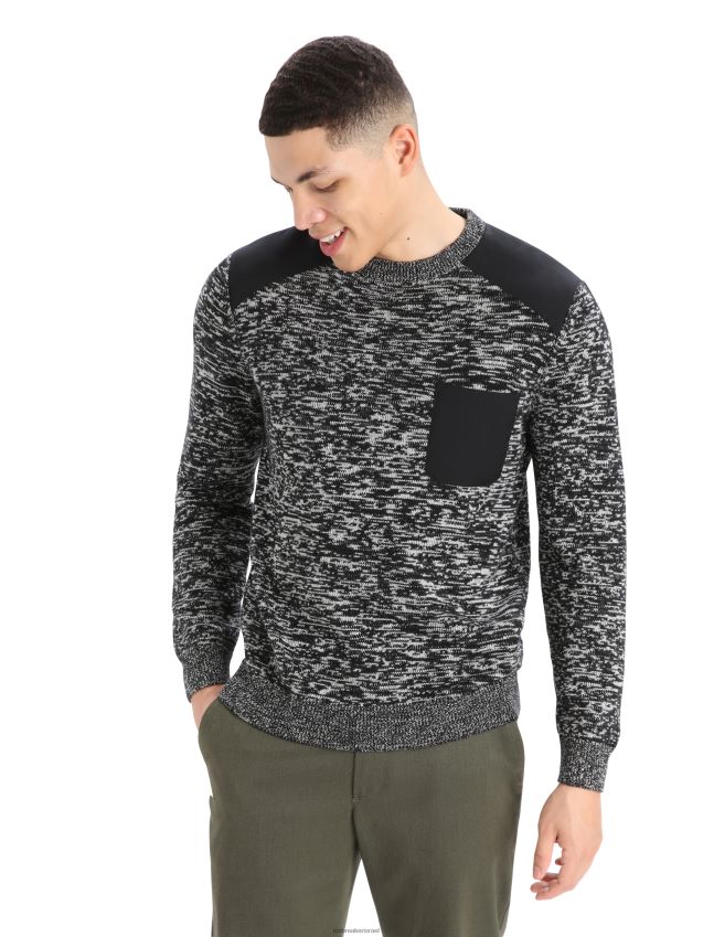 הַלבָּשָׁה Icebreaker סוודר merino barein crewe שלג שחור גברים 42N8VN361