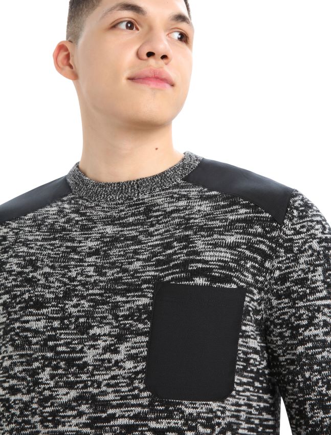 הַלבָּשָׁה Icebreaker סוודר merino barein crewe שלג שחור גברים 42N8VN361