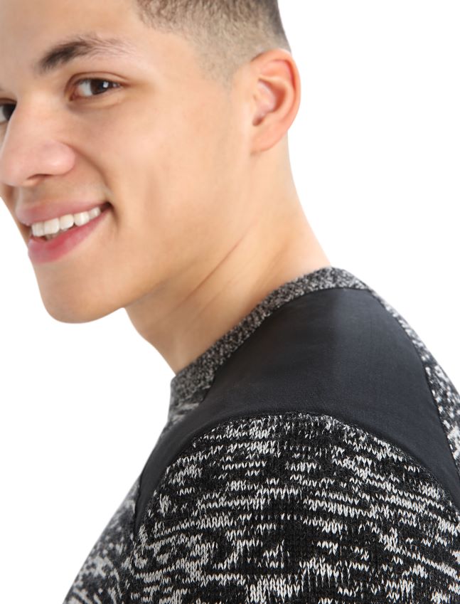 הַלבָּשָׁה Icebreaker סוודר merino barein crewe שלג שחור גברים 42N8VN361