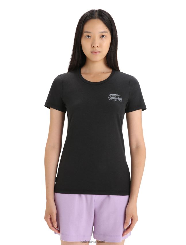 הַלבָּשָׁה Icebreaker merino central classic caravan life חולצת טריקו עם שרוולים קצרים שָׁחוֹר נשים 42N8VN662