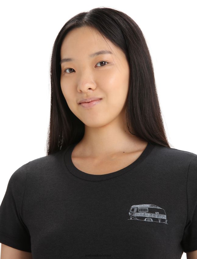 הַלבָּשָׁה Icebreaker merino central classic caravan life חולצת טריקו עם שרוולים קצרים שָׁחוֹר נשים 42N8VN662