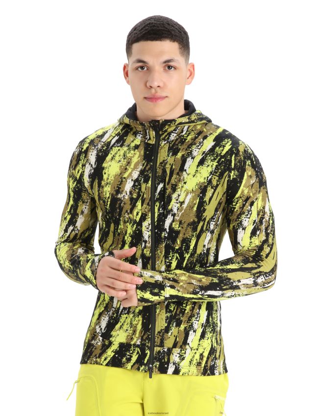 הַלבָּשָׁה Icebreaker merino quantum iii קפוצ'ון עם שרוול ארוך רוכסן משקע שחור / ברק גברים 42N8VN414