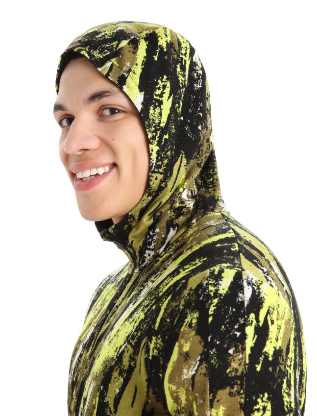 הַלבָּשָׁה Icebreaker merino quantum iii קפוצ'ון עם שרוול ארוך רוכסן משקע שחור / ברק גברים 42N8VN414