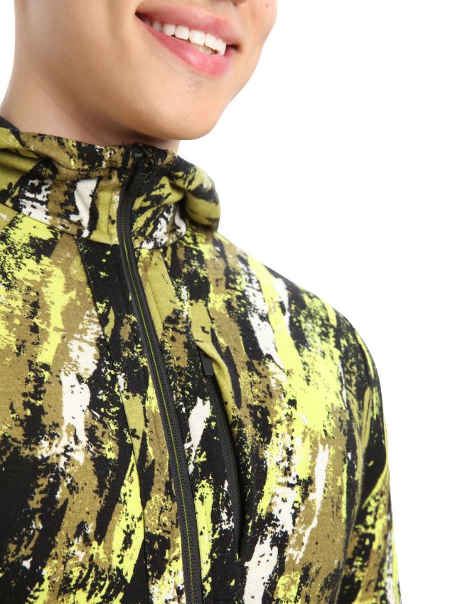 הַלבָּשָׁה Icebreaker merino quantum iii קפוצ'ון עם שרוול ארוך רוכסן משקע שחור / ברק גברים 42N8VN414