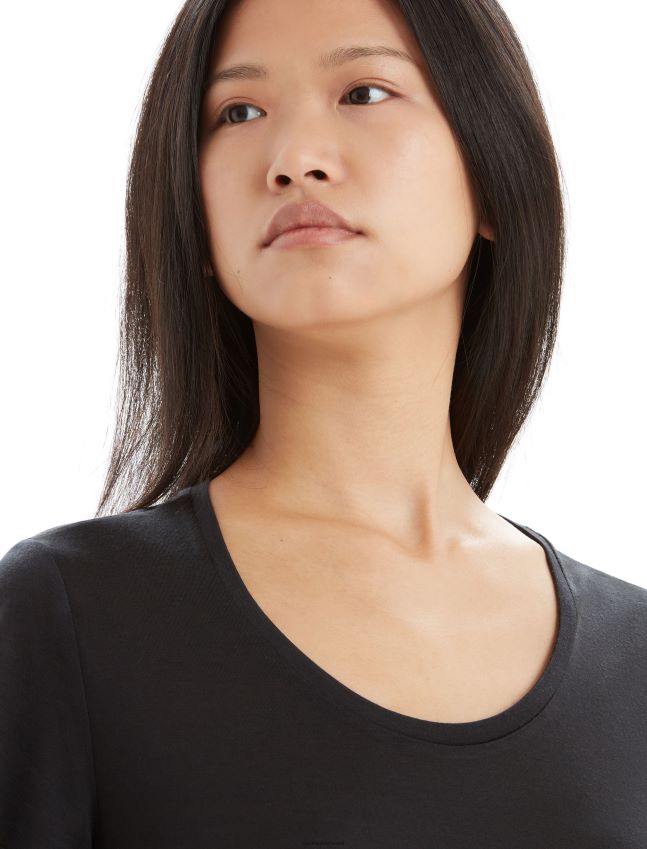 הַלבָּשָׁה Icebreaker חולצת טריקו עם שרוולים קצרים של merino sphere ii שָׁחוֹר נשים 42N8VN611