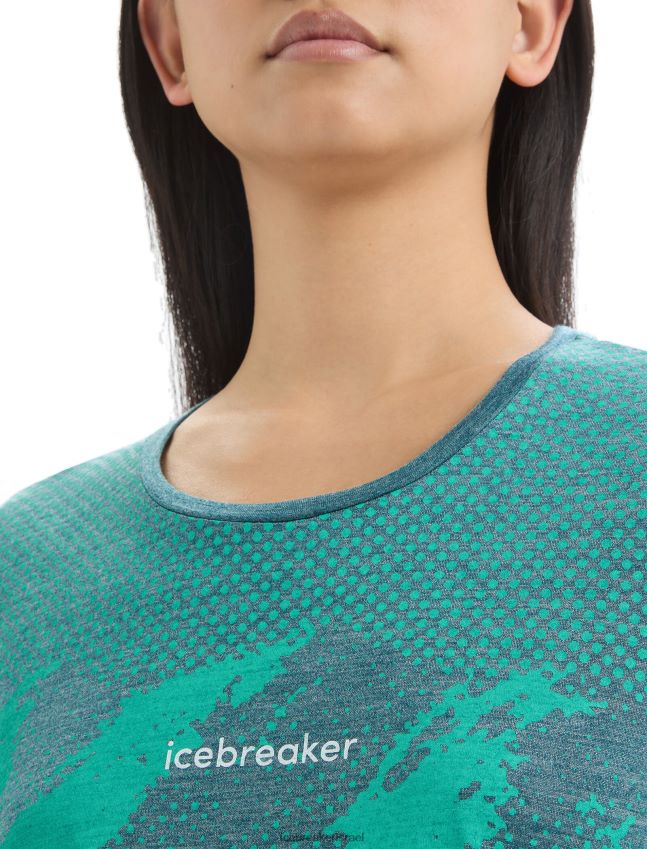 הַלבָּשָׁה Icebreaker שובל לחולצת טריקו עם שרוולים קצרים של merino sphere ii תהילה ירוקה אברש נשים 42N8VN661
