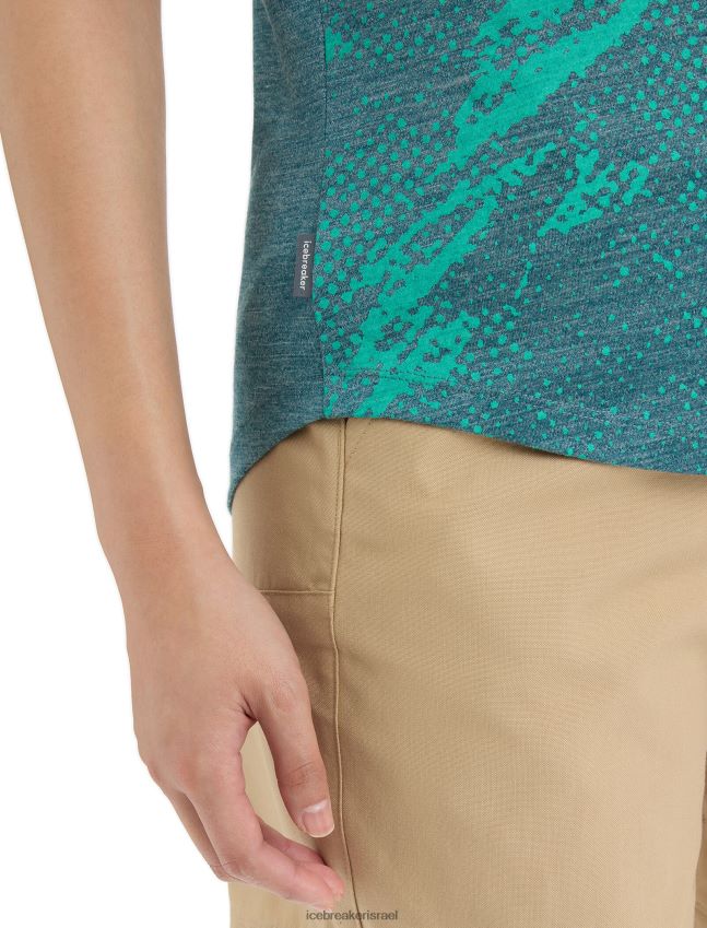 הַלבָּשָׁה Icebreaker שובל לחולצת טריקו עם שרוולים קצרים של merino sphere ii תהילה ירוקה אברש נשים 42N8VN661