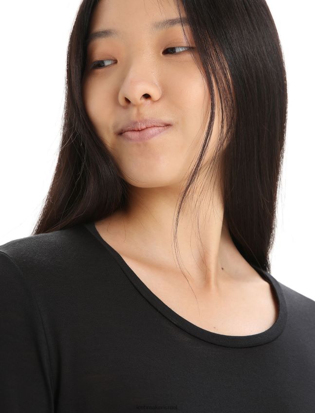 הַלבָּשָׁה Icebreaker חולצת טריקו עם שרוולים ארוכים של merino sphere ii שָׁחוֹר נשים 42N8VN690