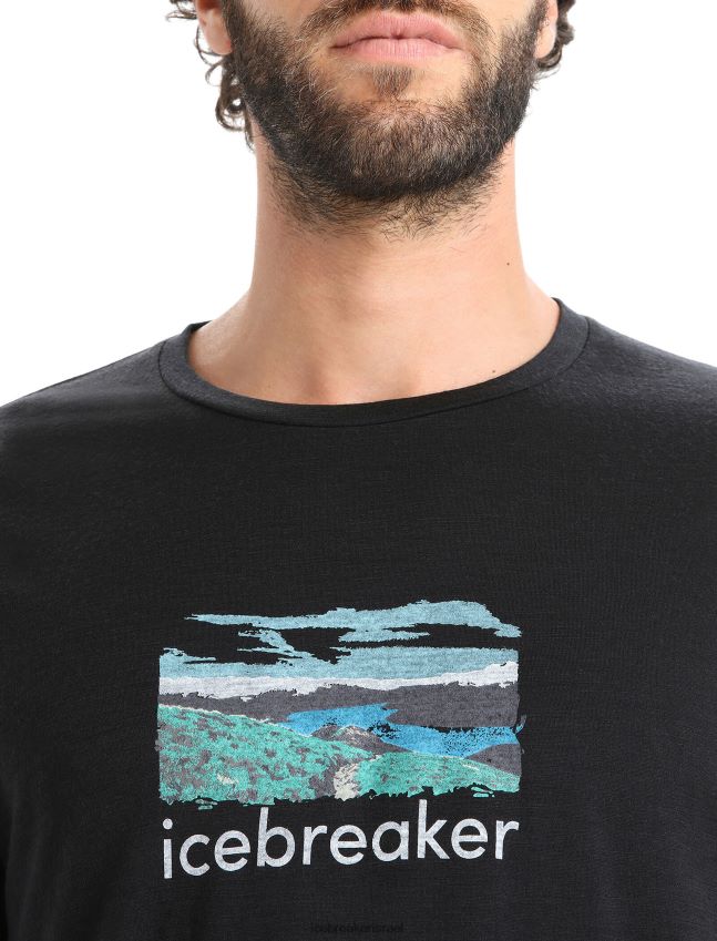 הַלבָּשָׁה Icebreaker merino tech lite ii חולצת טריקו עם שרוולים קצרים שָׁחוֹר גברים 42N8VN14