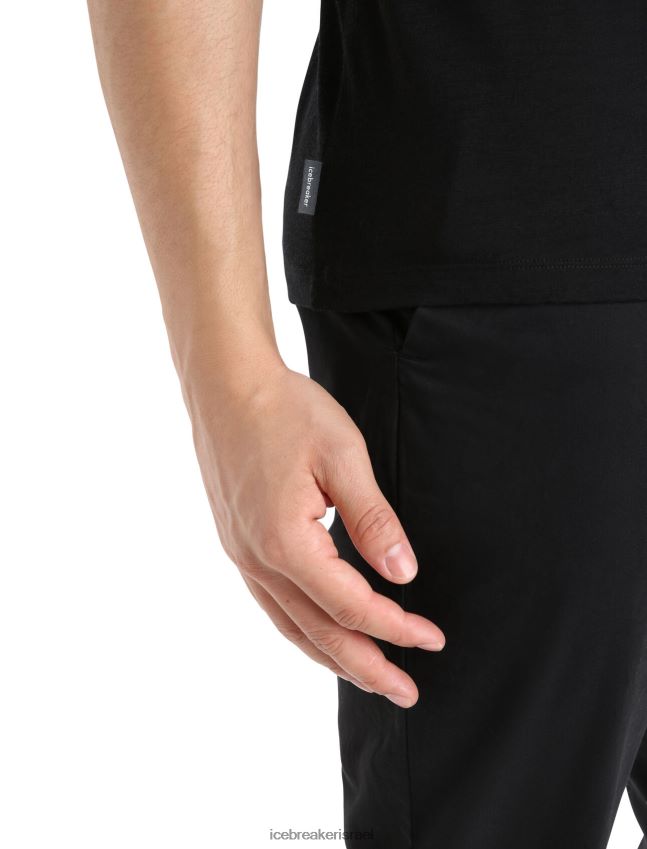 הַלבָּשָׁה Icebreaker merino tech lite ii חולצת טריקו עם שרוולים קצרים טביעת שרך שָׁחוֹר גברים 42N8VN341