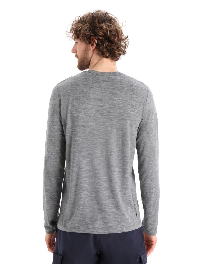 הַלבָּשָׁה Icebreaker merino tech lite ii חולצת טריקו עם שרוולים ארוכים סקי יטי אברש גריט גברים 42N8VN342