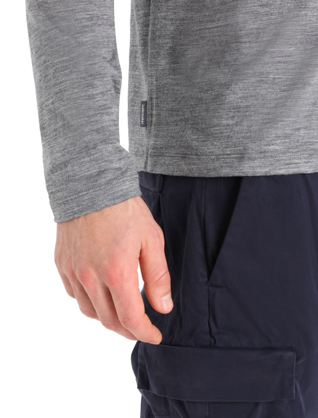 הַלבָּשָׁה Icebreaker merino tech lite ii חולצת טריקו עם שרוולים ארוכים סקי יטי אברש גריט גברים 42N8VN342