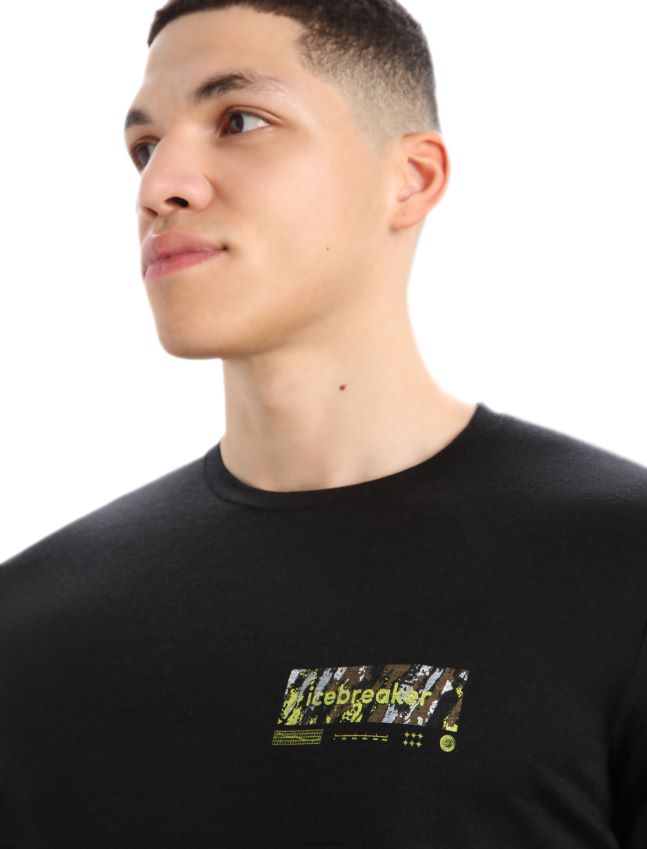 הַלבָּשָׁה Icebreaker merino tech lite ii חולצת טריקו עם שרוול ארוך פסגה שָׁחוֹר גברים 42N8VN378