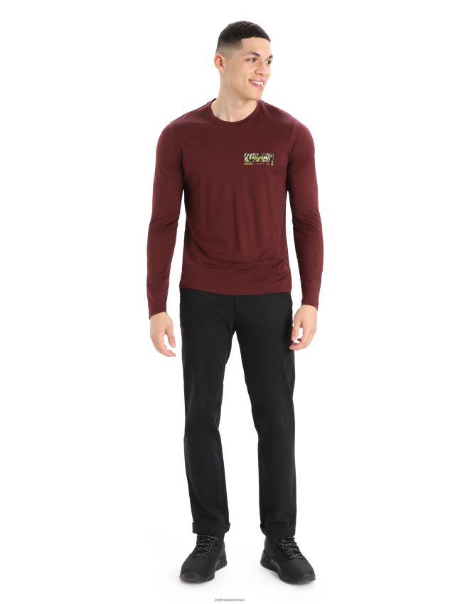 הַלבָּשָׁה Icebreaker merino tech lite ii חולצת טריקו עם שרוול ארוך פסגה אספרסו גברים 42N8VN379