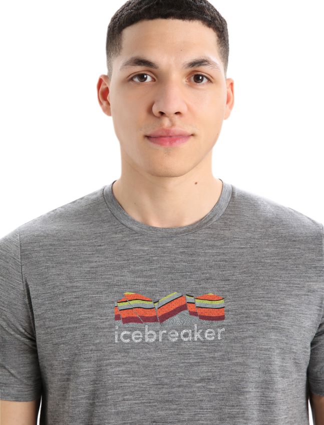 הַלבָּשָׁה Icebreaker merino tech lite ii חולצת טריקו עם שרוולים קצרים הרים גיאולוגיה אברש גריט גברים 42N8VN383