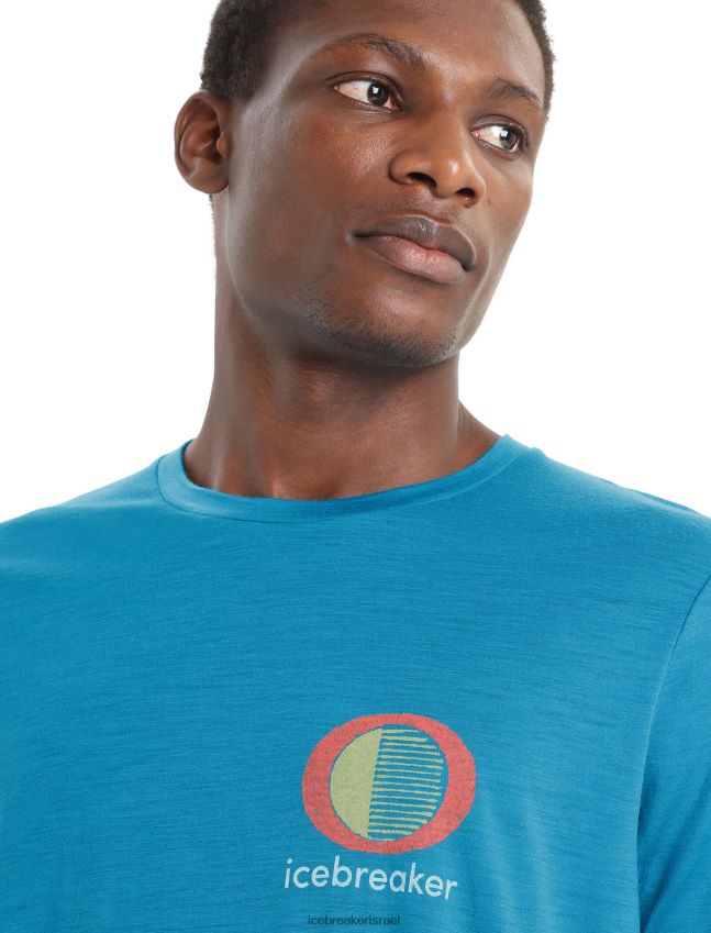 הַלבָּשָׁה Icebreaker merino tech lite ii חולצת טריקו עם שרוולים קצרים באביב זוהר כחול גיאוגרפי גברים 42N8VN45