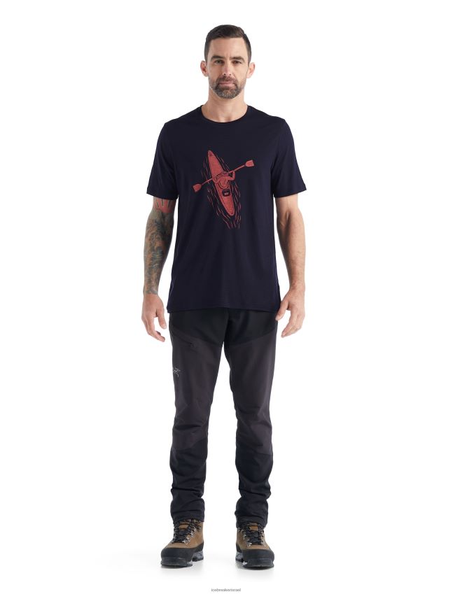 הַלבָּשָׁה Icebreaker merino tech lite ii קווי משוטים של חולצת טריקו עם שרוולים קצרים צי חצות גברים 42N8VN476