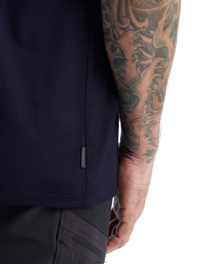 הַלבָּשָׁה Icebreaker merino tech lite ii קווי משוטים של חולצת טריקו עם שרוולים קצרים צי חצות גברים 42N8VN476