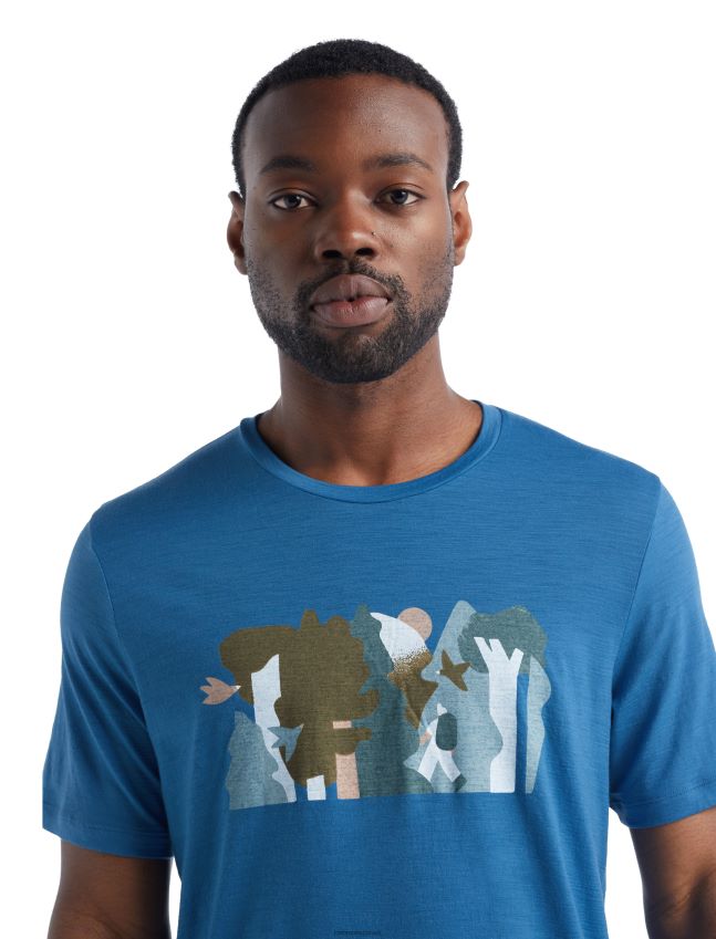 הַלבָּשָׁה Icebreaker merino tech lite ii חולצת טי שרוול קצר יער קיר אזול גברים 42N8VN478