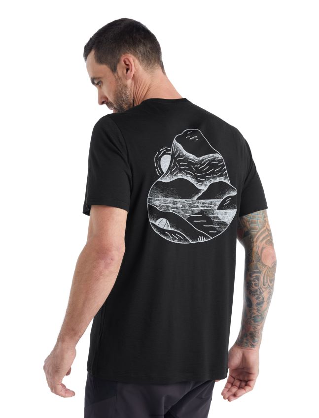 הַלבָּשָׁה Icebreaker merino tech lite ii חולצת טריקו עם שרוולים קצרים רכס הזריחה שָׁחוֹר גברים 42N8VN482