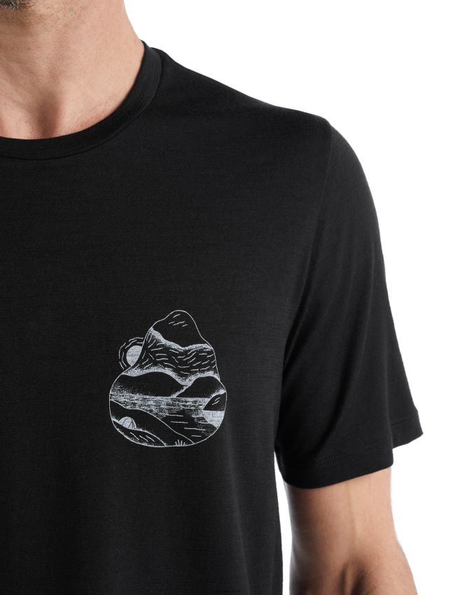 הַלבָּשָׁה Icebreaker merino tech lite ii חולצת טריקו עם שרוולים קצרים רכס הזריחה שָׁחוֹר גברים 42N8VN482