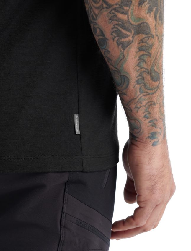 הַלבָּשָׁה Icebreaker merino tech lite ii חולצת טריקו עם שרוולים קצרים רכס הזריחה שָׁחוֹר גברים 42N8VN482