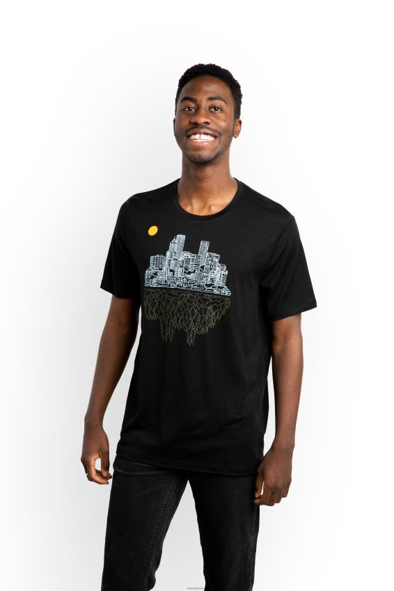 הַלבָּשָׁה Icebreaker merino tech lite ii חולצת טריקו עם שרוולים קצרים חולצת טריקו מקומית פורטלנד שָׁחוֹר גברים 42N8VN486